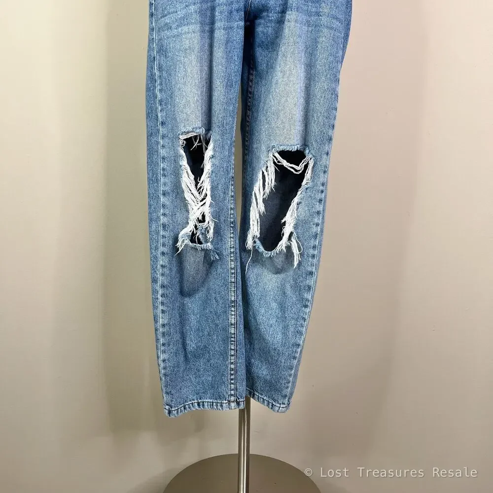 Free People | We The Free Distressed Baggy Denim Light Wash Blue Jean Overalls